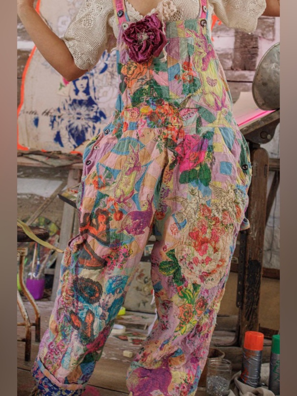 Magnolia Pearl Graphic Love Overalls - Picture 12 of 14